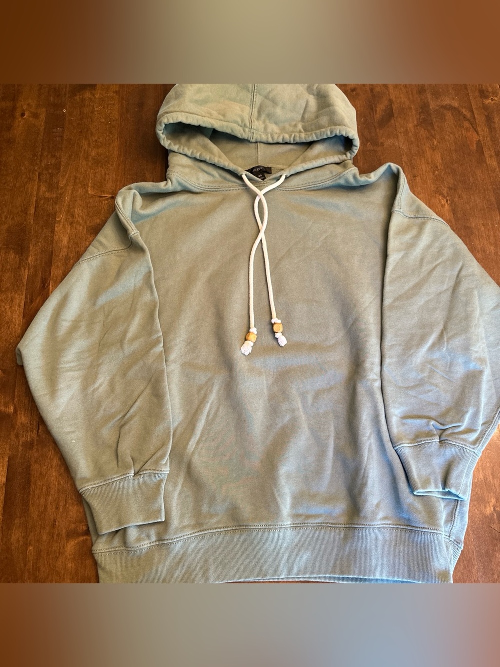 J Crew Overized Womens XS Hoodie‎ Green Wooden Beads Coastal Summer Nautical